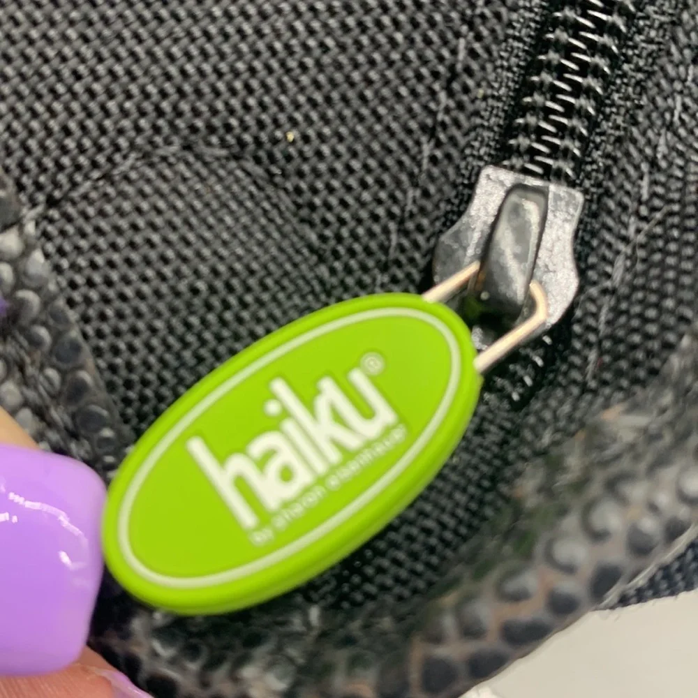 Haiku Black Purple Flower Large Satchel Shoulder Bag. MCB3605